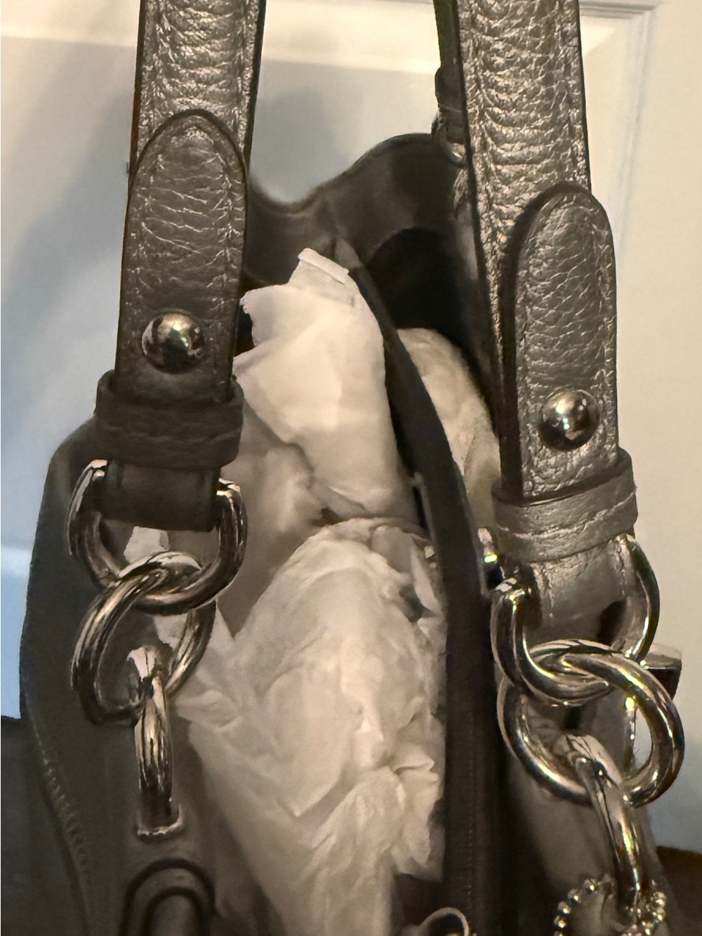 Classic Gray Leather Tote Bag - Picture 11 of 11